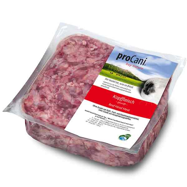proCani buy nature BARF Frostfleisch fuer Hunde - Rind Kopffleisch Frischfutter