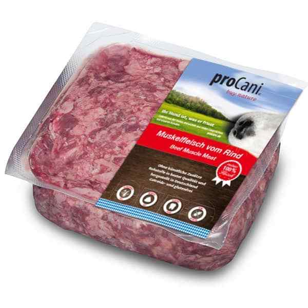 proCani BARF Frostfutter vom Rind mit 100% Muskelfleisch - 400g-Packung