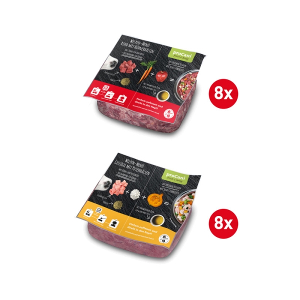 Menü Paket für Welpen- 16x500g- proCani frisch und fertig